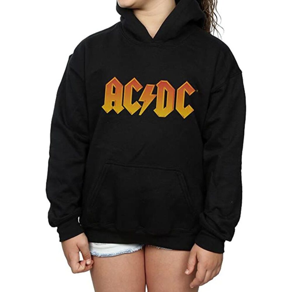 AC/DC Womens/Ladies Fire Logo Hoodie / Black